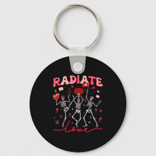 Radiology Radiate Rad Tech Valentine Skeleton Hear Keychain