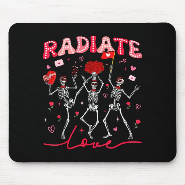 Radiology Radiate Rad Tech Valentine Skeleton Hear Mouse Pad (Front)
