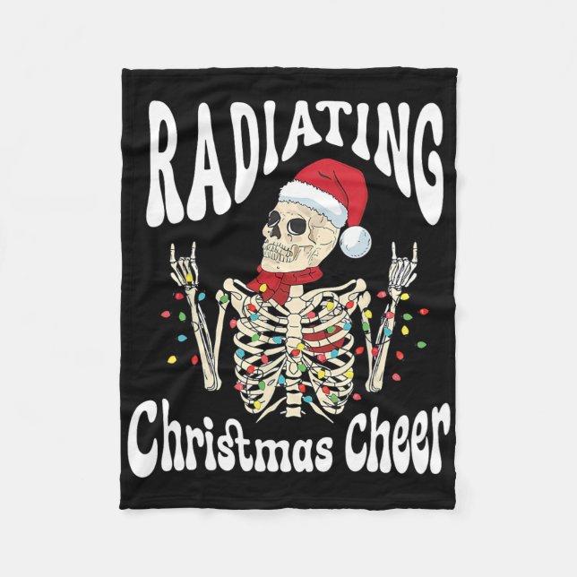 Radiology Radiating Christmas Cheer X-ray Rad Tech Fleece Blanket (Front)