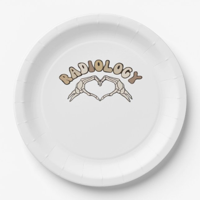 Radiology Skeleton Heart Hands Classic Paper Plate (Front)
