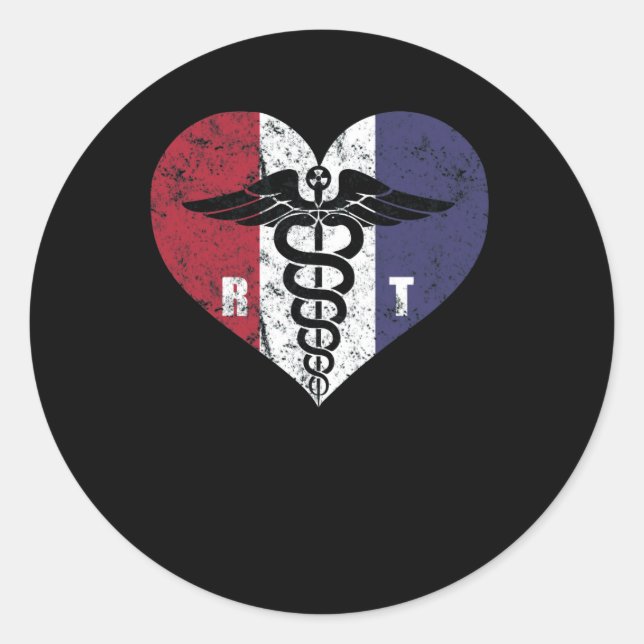 Radiology Tech American Flag Love Classic Round Sticker (Front)