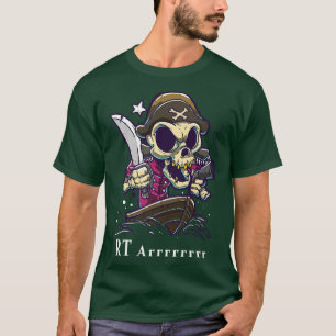 Radiology Tech Funny Skeleton Pirate On A Boat  T-Shirt