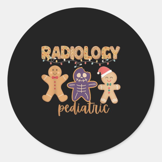 Radiology Tech Pediatric Christmas Gingerbread Man Classic Round Sticker (Front)