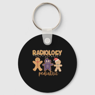 Radiology Tech Pediatric Christmas Gingerbread Man Keychain