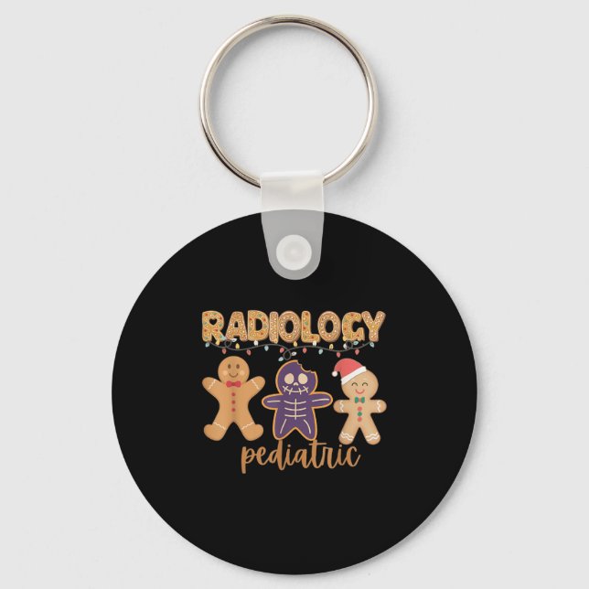 Radiology Tech Pediatric Christmas Gingerbread Man Keychain (Front)