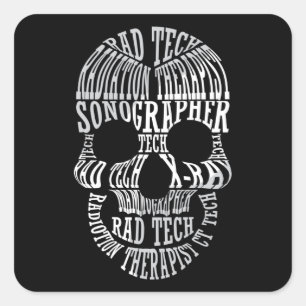 Radiology Tech Rad Tech Skull Technologist Xray Square Sticker