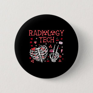 Radiology Tech Rib Cage Skeleton Hand Valentine X- 2 Inch Round Button
