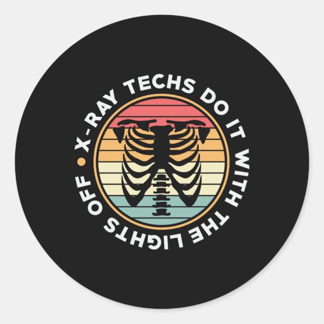 Radiology Tech X-Ray Techs Do It Retro Xray Tech Classic Round Sticker (Front)