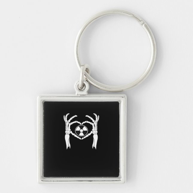 Radiology X-Ray Tech Heart Shaped Skeleton Hands D Keychain (Front)