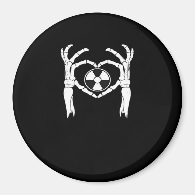 Radiology X-Ray Tech Heart Shaped Skeleton Hands D Magnet (Front)