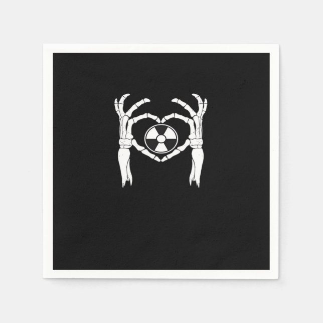 Radiology X-Ray Tech Heart Shaped Skeleton Hands D Napkin (Front)