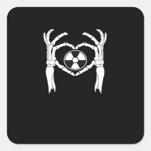 Radiology X-Ray Tech Heart Shaped Skeleton Hands D Square Sticker