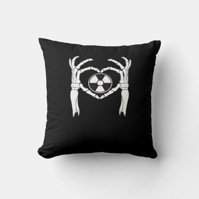 Radiology X-Ray Tech Heart Shaped Skeleton Hands D Throw Pillow (Front)