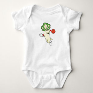 Radish at Basketball Sports Baby Bodysuit