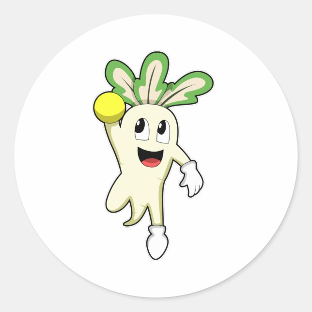 Radish at Handball player with Handball Classic Round Sticker (Front)