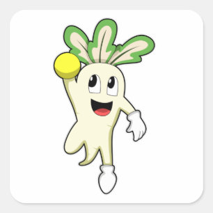 Radish at Handball player with Handball Square Sticker