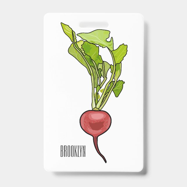 Radish cartoon illustration  badge (Front)