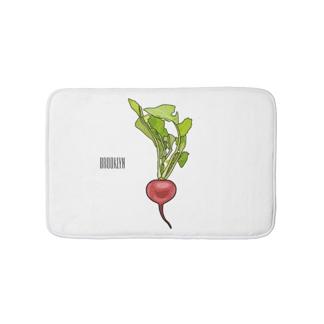 Radish cartoon illustration  bath mat (Front)