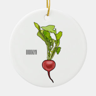 Radish cartoon illustration ceramic ornament