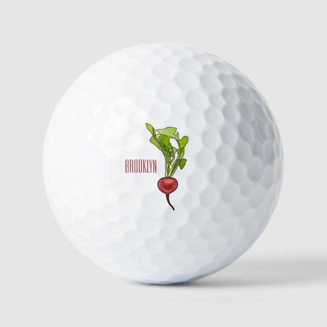Radish cartoon illustration  golf balls (Front)