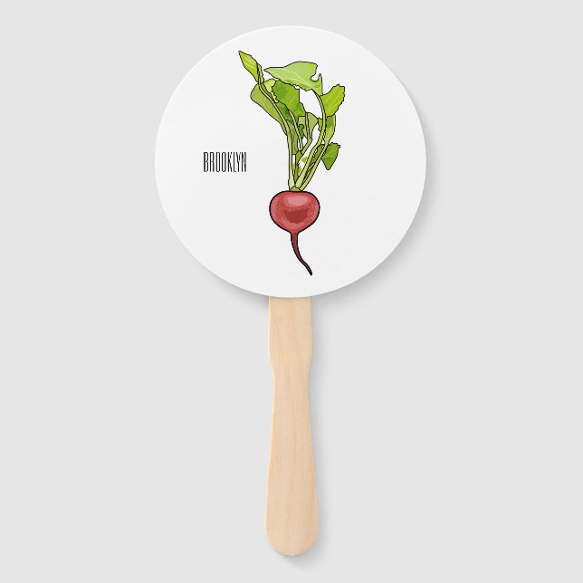 Radish cartoon illustration  hand fan (Front)