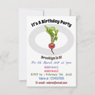 Radish cartoon illustration invitation