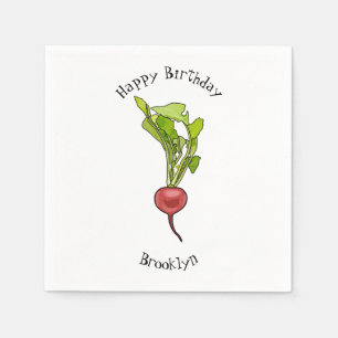 Radish cartoon illustration napkin