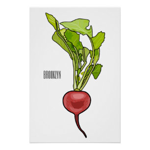 Radish cartoon illustration poster
