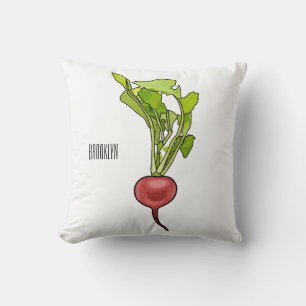 Radish cartoon illustration throw pillow