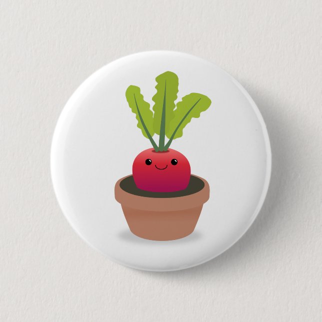 Radish Character 2 Inch Round Button (Front)