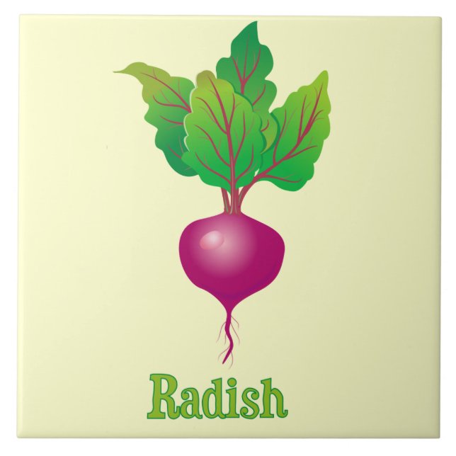 Radish Illustration Decorative Kitchen Accent Tile (Front)
