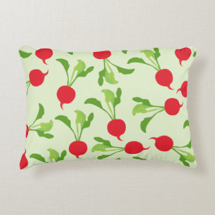Radish Red Green Pattern Accent Pillow
