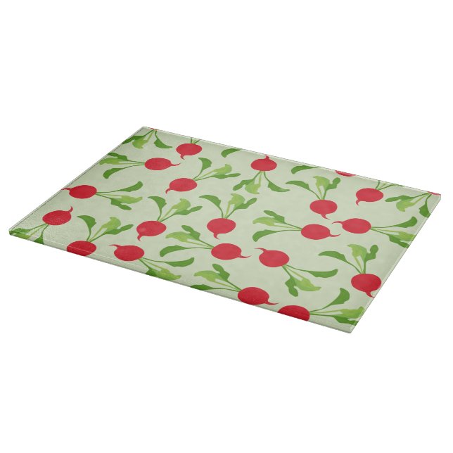 Radish Red Green Pattern Cutting Board (Corner)