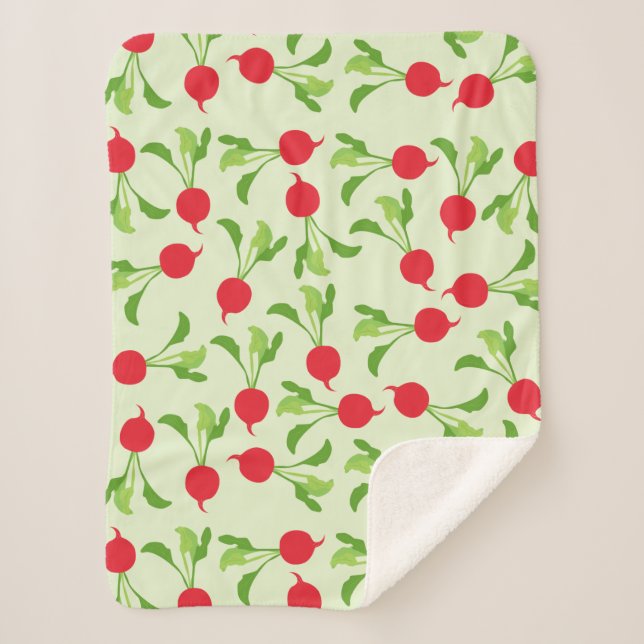 Radish Red Green Pattern Sherpa Blanket (Front)
