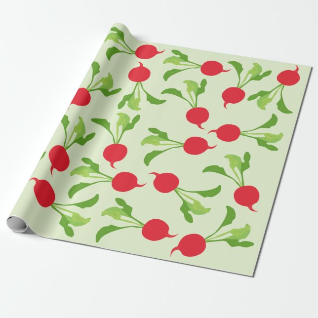 Radish Red Green Pattern Wrapping Paper (Unrolled)