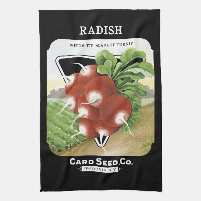 Radish Seed Packet Label Kitchen Towel (Vertical)