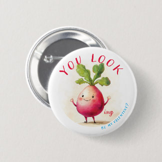 Radish Valentine Shy 2 Inch Round Button