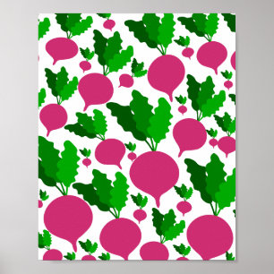radish vegetable pattern poster