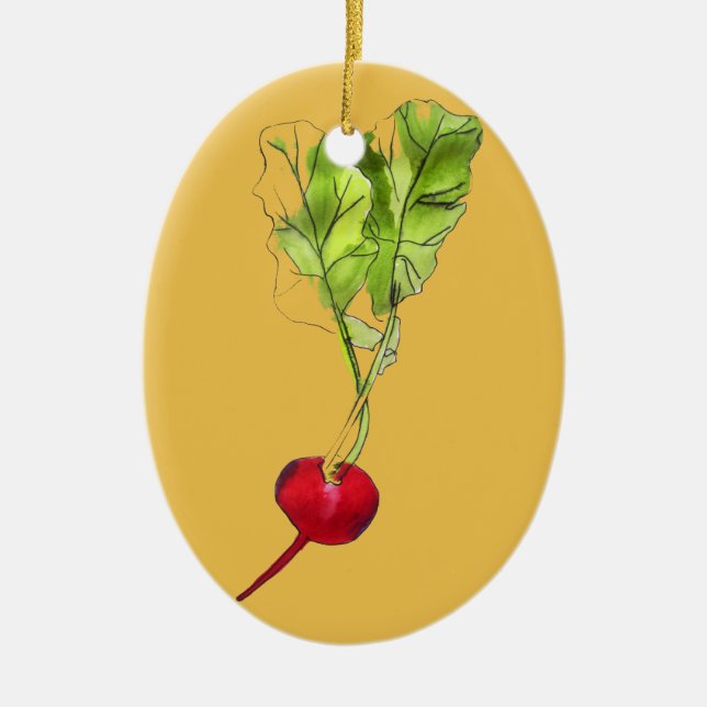 Radish vegetable watercolour illustration art ceramic ornament (Front)