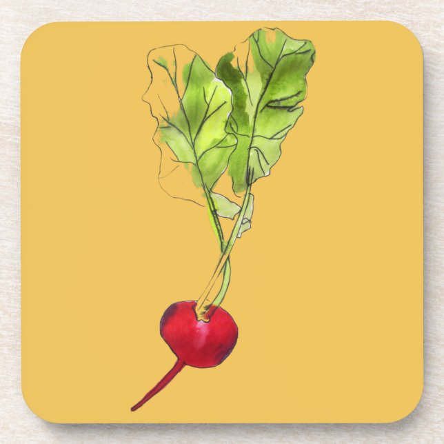 Radish vegetable watercolour illustration art coaster (Front)