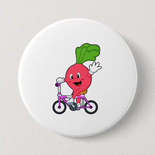 Radish with Bicycle 3 Inch Round Button