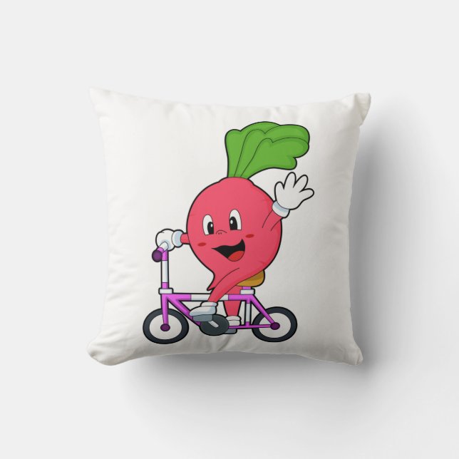 Radish with Bicycle Throw Pillow (Front)