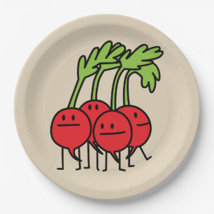 Radishes Happy Bunch vegetable radish group Paper Plate