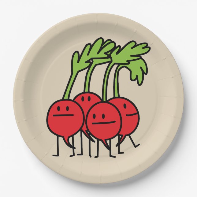 Radishes Happy Bunch vegetable radish group Paper Plate (Front)
