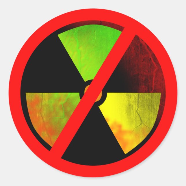 Radoactive Grunge Anti-Nuclear Symbol Sticker (Front)