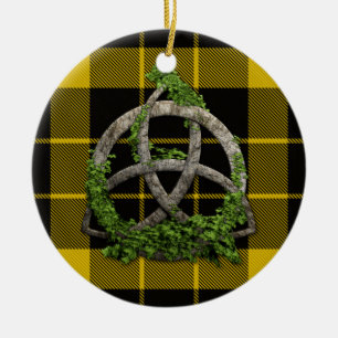 Raeburn Tartan And Celtic Trinity Knot Ceramic Ornament