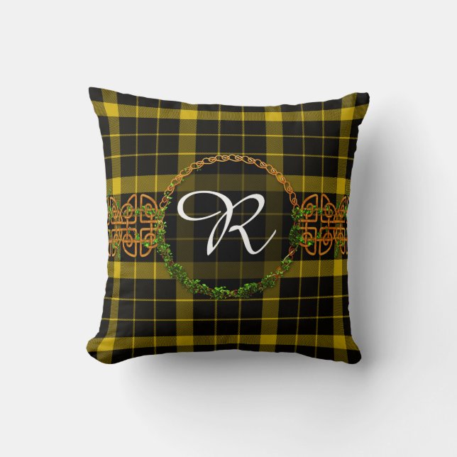 Raeburn Tartan And Monogram Throw Pillow (Front)