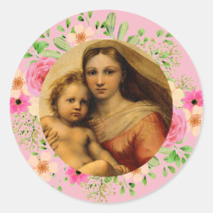 Rafael Madonna Sistine Classic Round Sticker