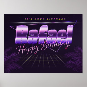 Rafael Name Vorname lila retro Poster Geburtstag