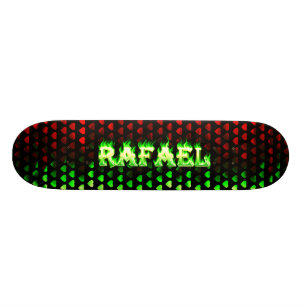 Rafael skateboard green fire and flames design.